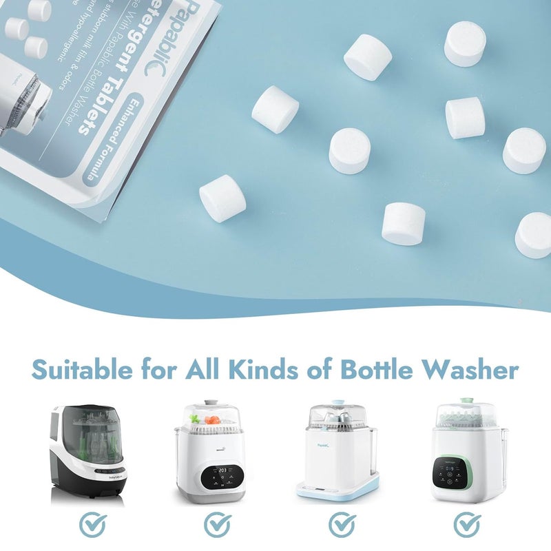 Papablic 60 قطعة من أقراص الصابون المنظف الرسمية لبابا بريزا، جراونسي، مومكوزي، غسالة زجاجات برو وسخان زجاجات محمول، عبوات مدمجة صديقة للسفر لكتل الغسيل - Image 4